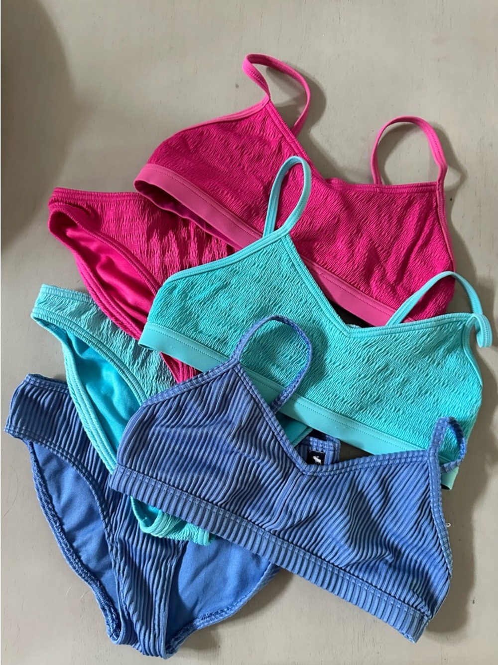 Abercrombie Kids 2 piece bathing swim suits– Pink, Aqua & Blue - size 7/8